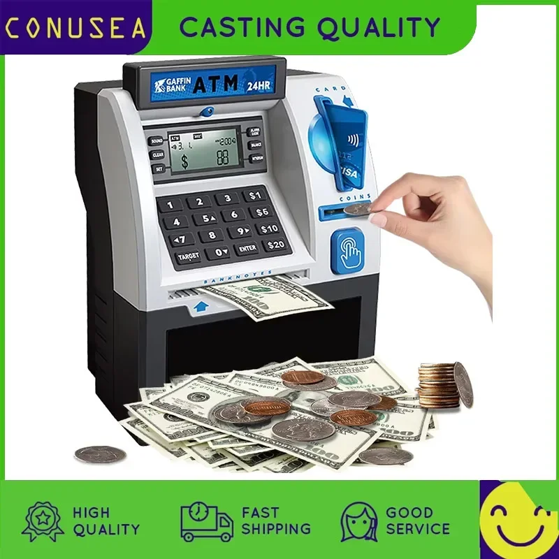 Tirelire électrique pour économiser de l'argent, tirelire électronique pour enfants, boîte d'économie de carte de balayage de mot de passe intelligent, machine automatique Atm