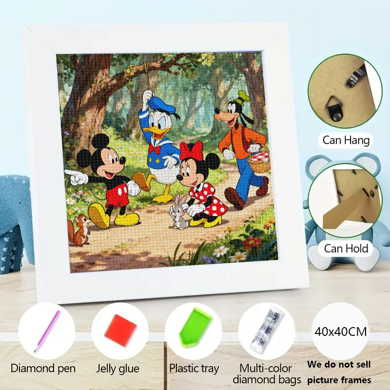 

1 шт. 5D DIY полный дрель комплект алмазной живописи, мультфильм Дисней Микки Маус Минни Дональд Дак Гуфи и друзья лесные приключения Диап