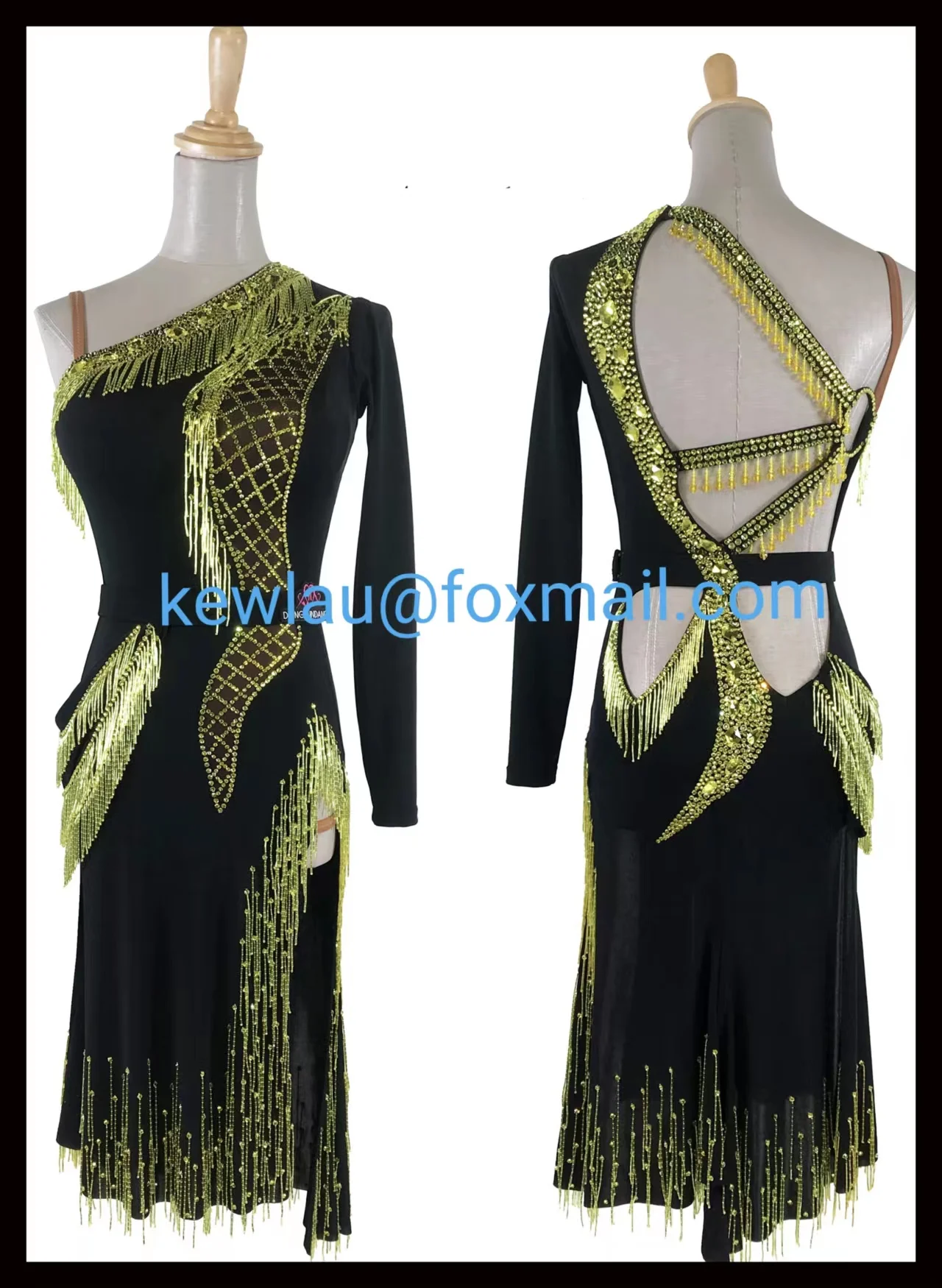 

WHYNOT DANCE Black Yellow String Customized Latin Ramba Dance Competition Party Dress For Girls or Women Fast Free Shipping