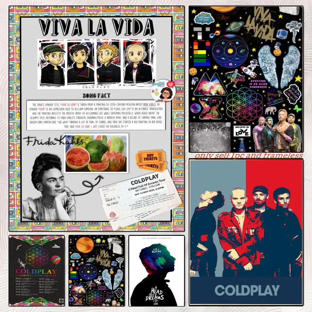 Alternative Rock-Musik C-Coldplay Band Poster Premium PP Wandaufkleber - Abziehen & Aufkleben, HD-Druck, Wasserdichte Heimdekoration