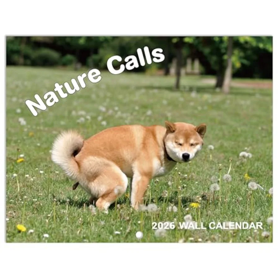 

2026 Fy Calendar - Gag Gts Dogs Pooping Calendar 2026 11" x 17" Open Jan. 2026 - Dec. 2026 White Elephant Christmas Gts Birthda