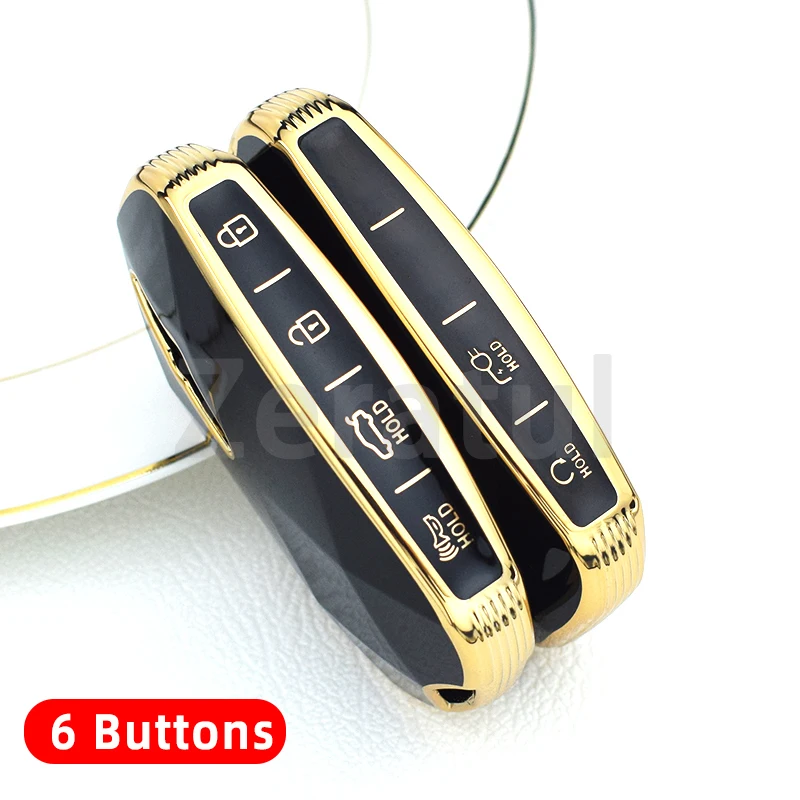 6 7 8 Buttons Auto Shell Fob Holder For Hyundai Genesis G90 G70 G80 EQ900 GV60 2022 TPU Car Key Case Cover Holder Keyless