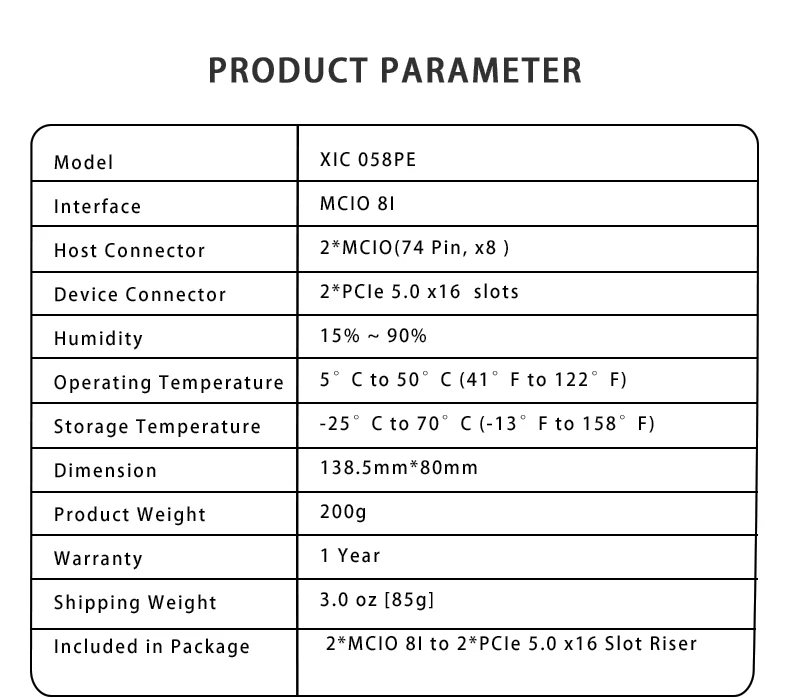 Dual MCIO 8I zu 2* PCIe5.0 X16 Slot Riser-Karte mit ATX 2*3 Pin GPU-Stromanschluss – Detail 2