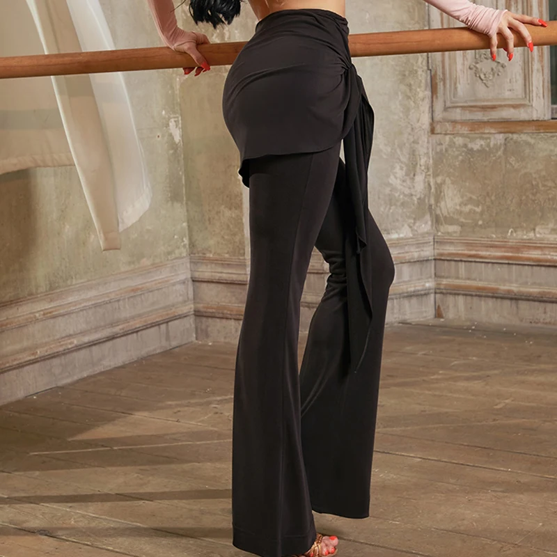 Neues Design Latin Flared Pants Damen hohe Taille moderne Tanzhose Erwachsene Ballsaal Tanzhose Praxis tragen sl10790