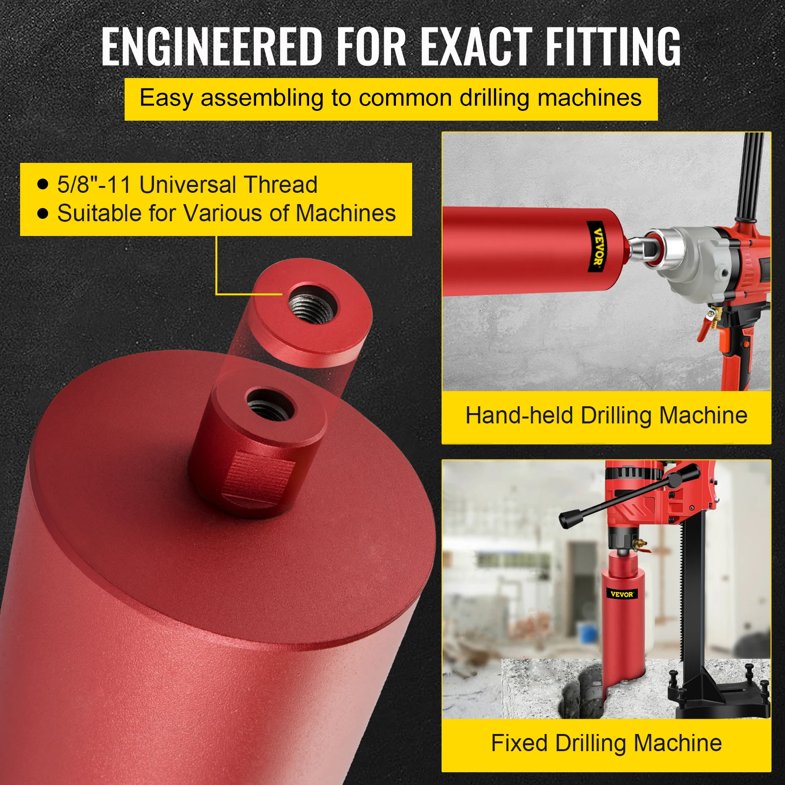 VEVOR Kim Cương Lõi 450Mm Chiều Dài 5/4in Đa Năng Ren Lỗ Cắt Cho Khoan Bê Tông Gạch Nề đá Cẩm Thạch W/Lưỡi Dao