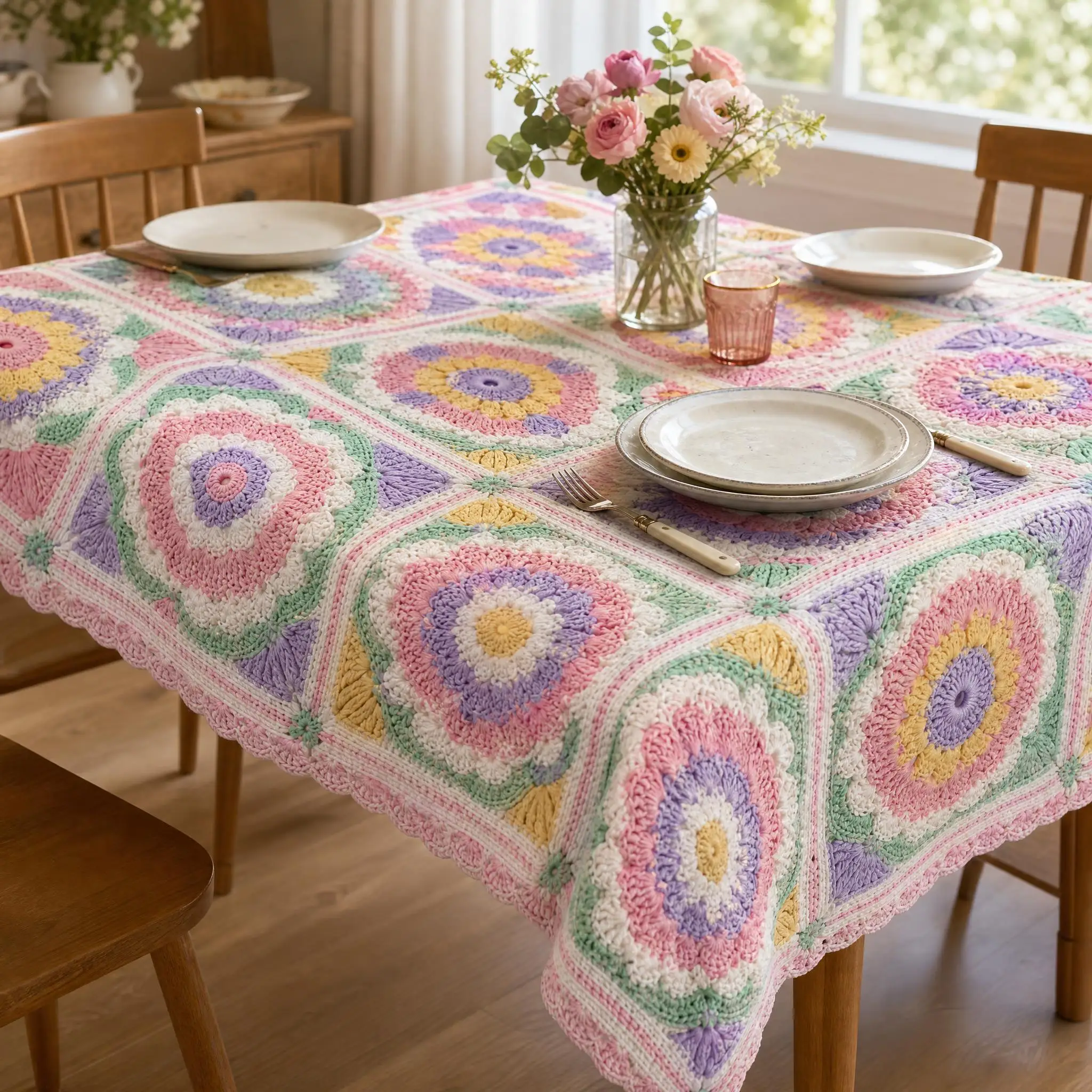 Crafting & Crochet Revival Style Tablecloth, Suitable For Table Decoration, Unique Holiday Gift - view 2