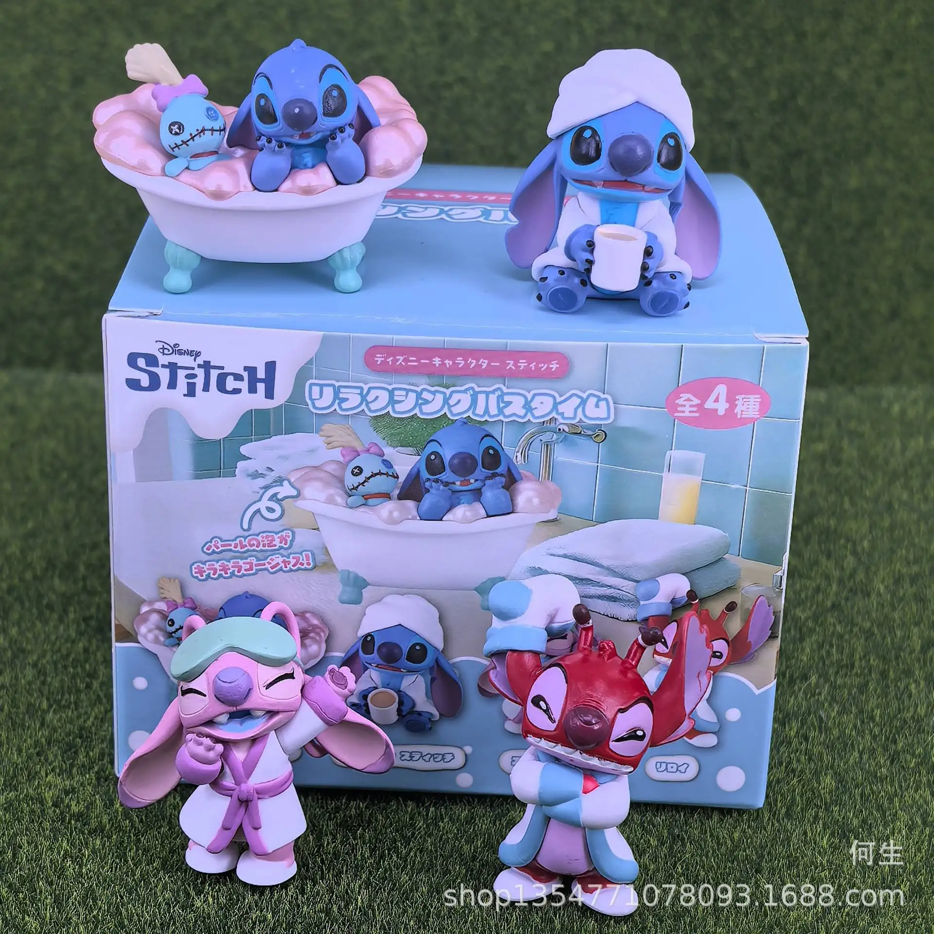 

Коллекционные фигурки Stitch: серия «Ванная комната», милые персонажи, модели игрушек, украшения для рабочего стола