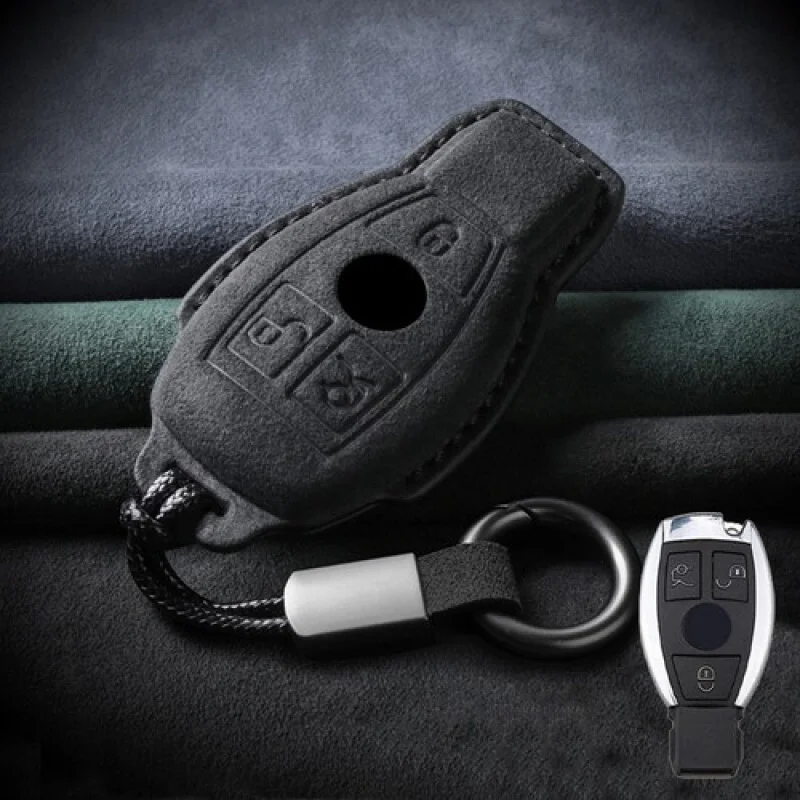 A + جلد الغزال سيارة مفتاح فوب غطاء لمرسيدس بنز C E S G CLS CLA CLK GLK #4