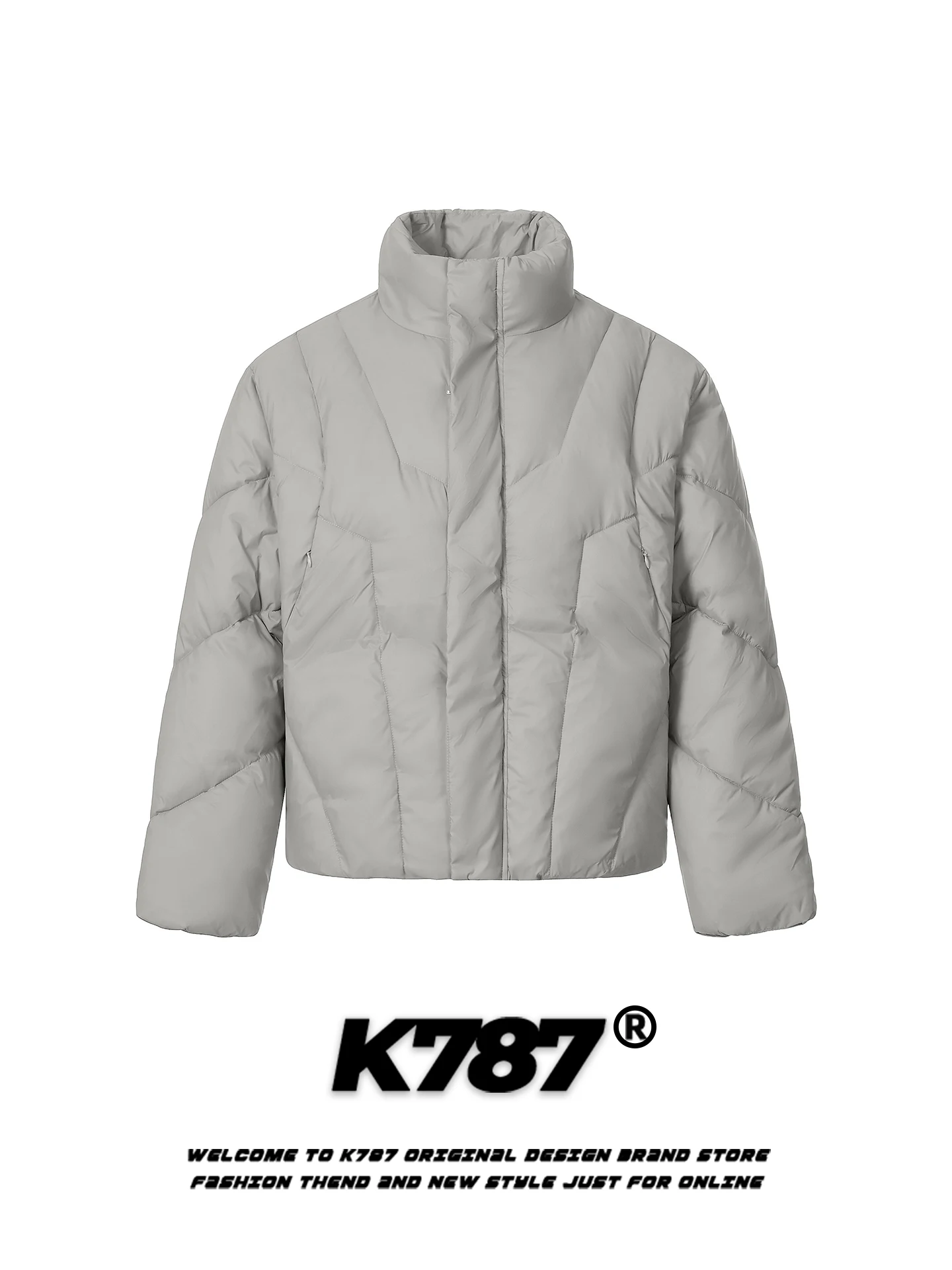 

K787 American Street Style Thickened Cotton Jacket Stand Collar Unisex Winter Warm Color Couple's Outerwear Coat