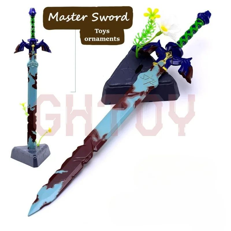 

30cm/11.81in Game Peripherals Tears of the Kingdom Master Sword With Base Version Metal Weapon Models Craft Desktop Collectibles