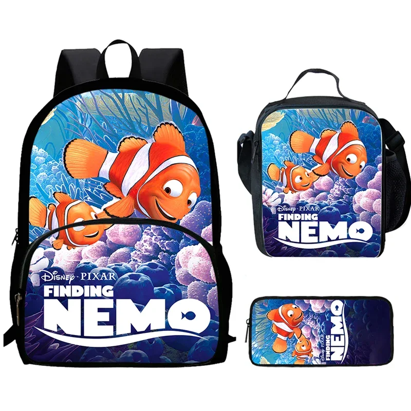 Cartoon Finding Nemo Child Backpack with Front Pocket,Lunch Bags,Pencil Bags for Aged 5-10 ,Cartoon School Bags for Boys Girls