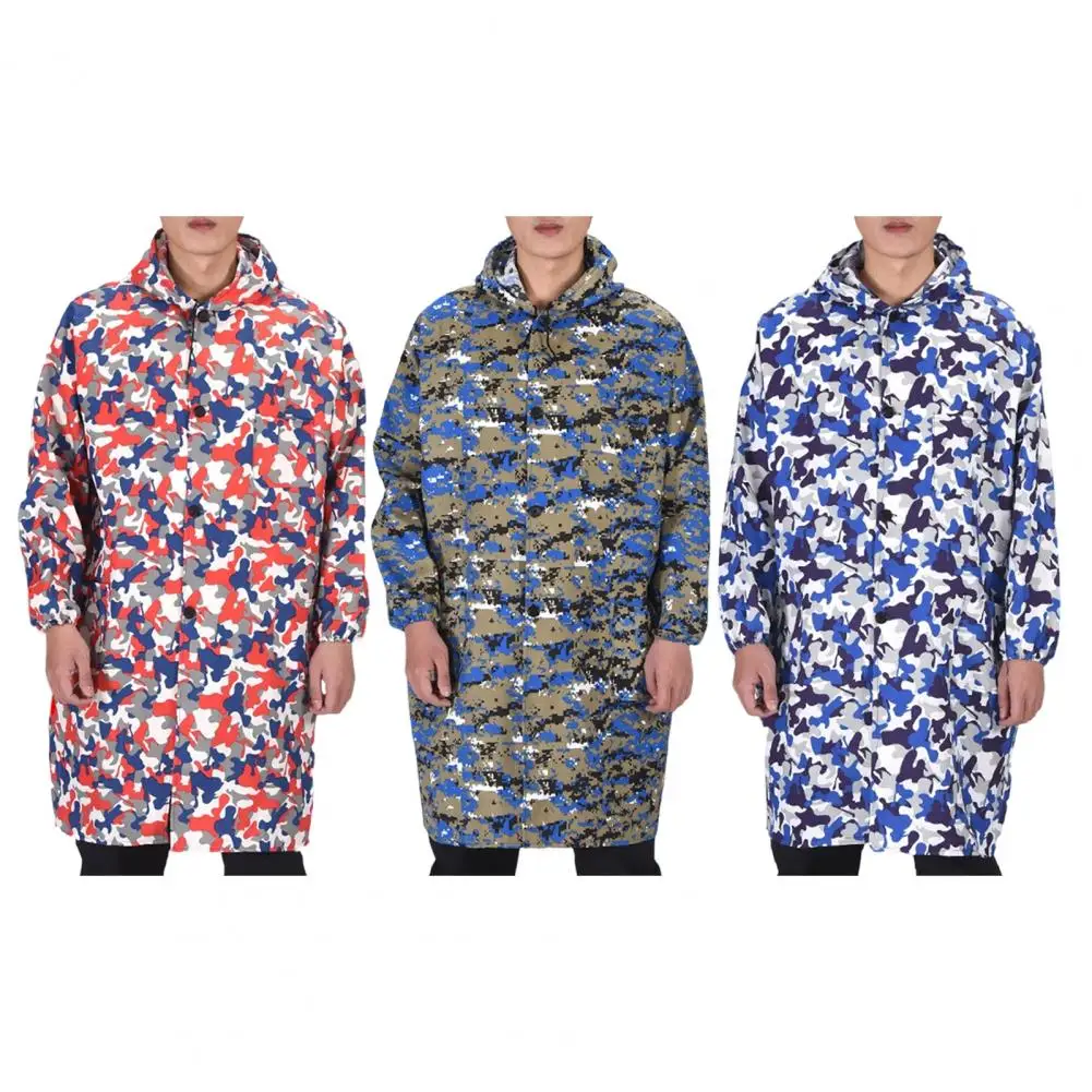 

Camouflage Work Clothes Coat Hooded Long Sleeve Placket Outerwear Water-Repellent Tear-Resistant Windproof Waterproof Workwear