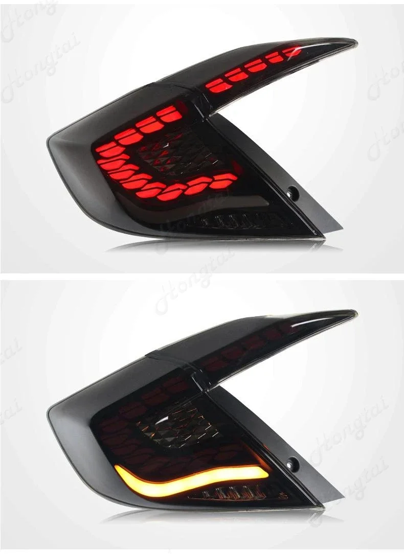 مجموعة مصابيح خلفية لـ 2016 2017 2018-2021 Honda Civic 10 سيدان LED المصابيح الخلفية مجموع أضواء الخط أضواء الفرامل أضواء عكسية