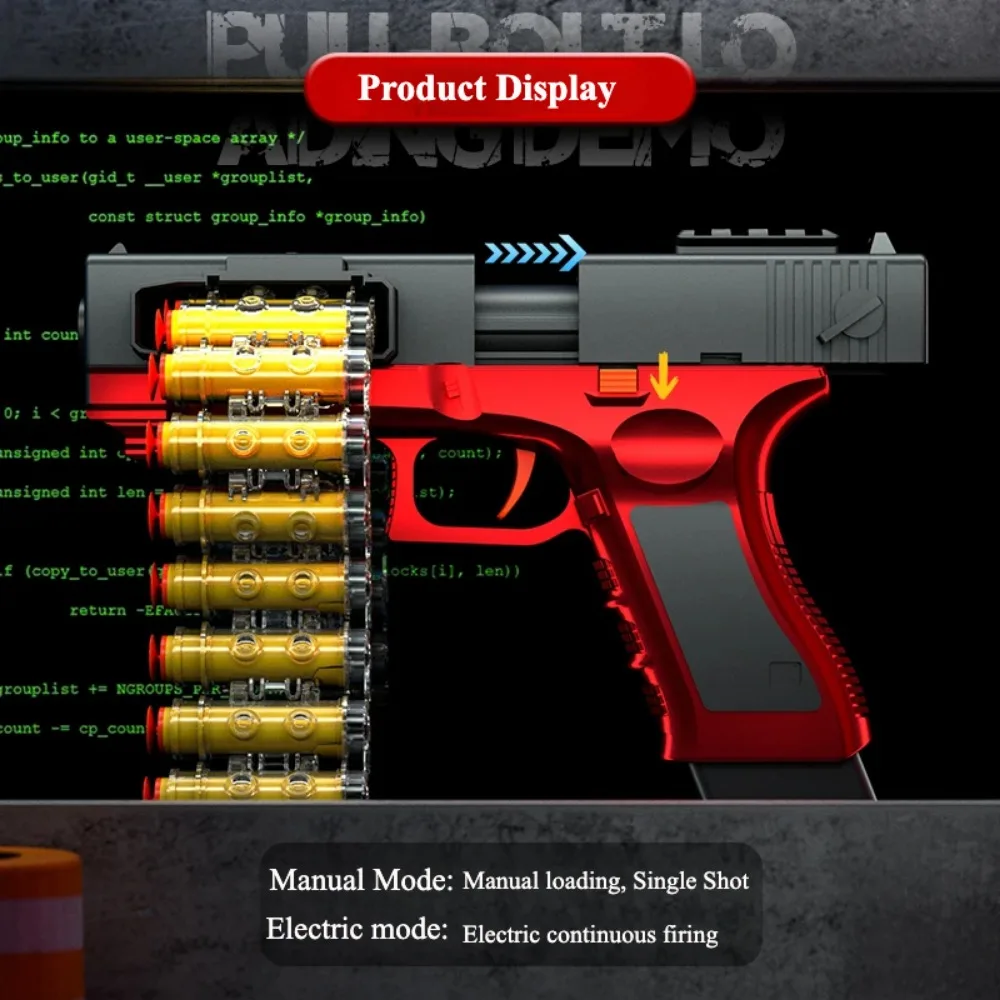 Pistola giocattolo a proiettile morbido con modalità di sicurezza elettrica/manuale con catena a proiettile Gioco di tiro all'aperto per bambini Regalo di Natale