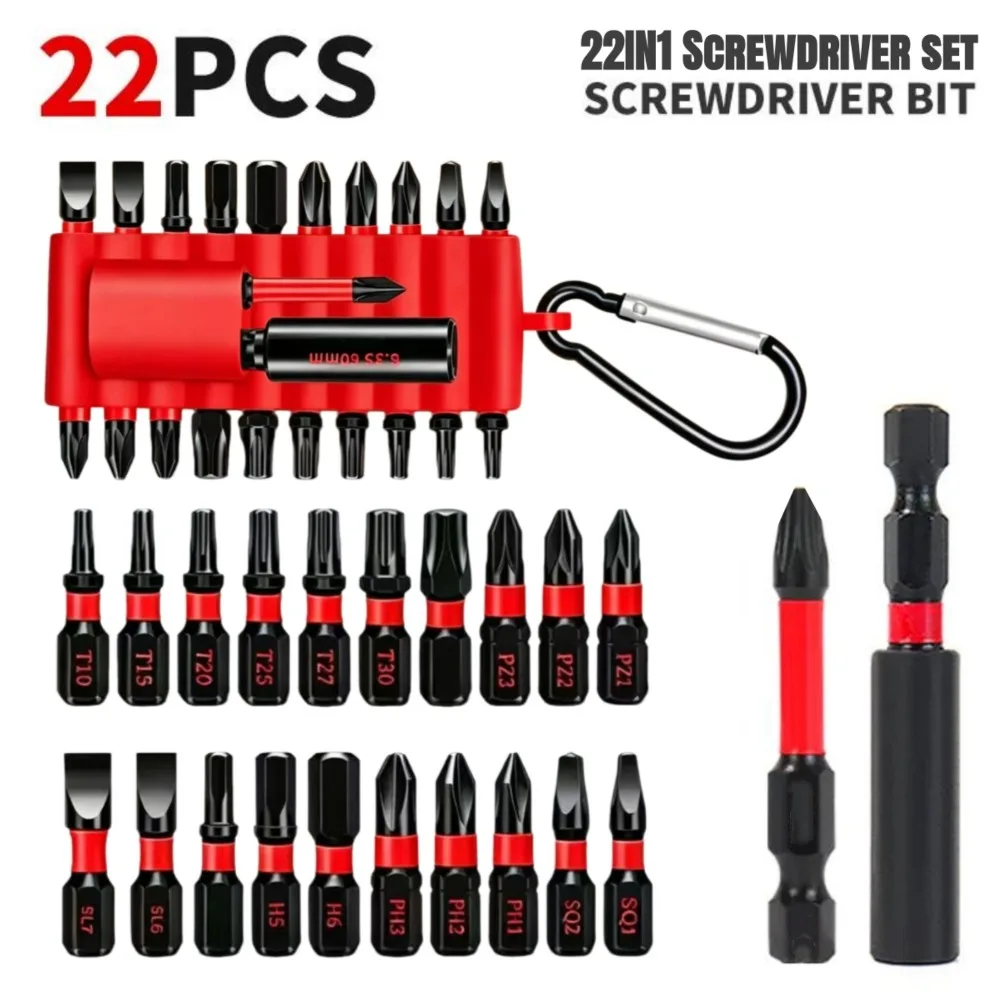 PRO 22-teiliges Schlagschrauber-Bit-Set mit Organizer-Hülle, 25mm Magnetische S2-Stahl Multi-Schraubendreher-Bits und 1 Stück Bithalter – Detail 2