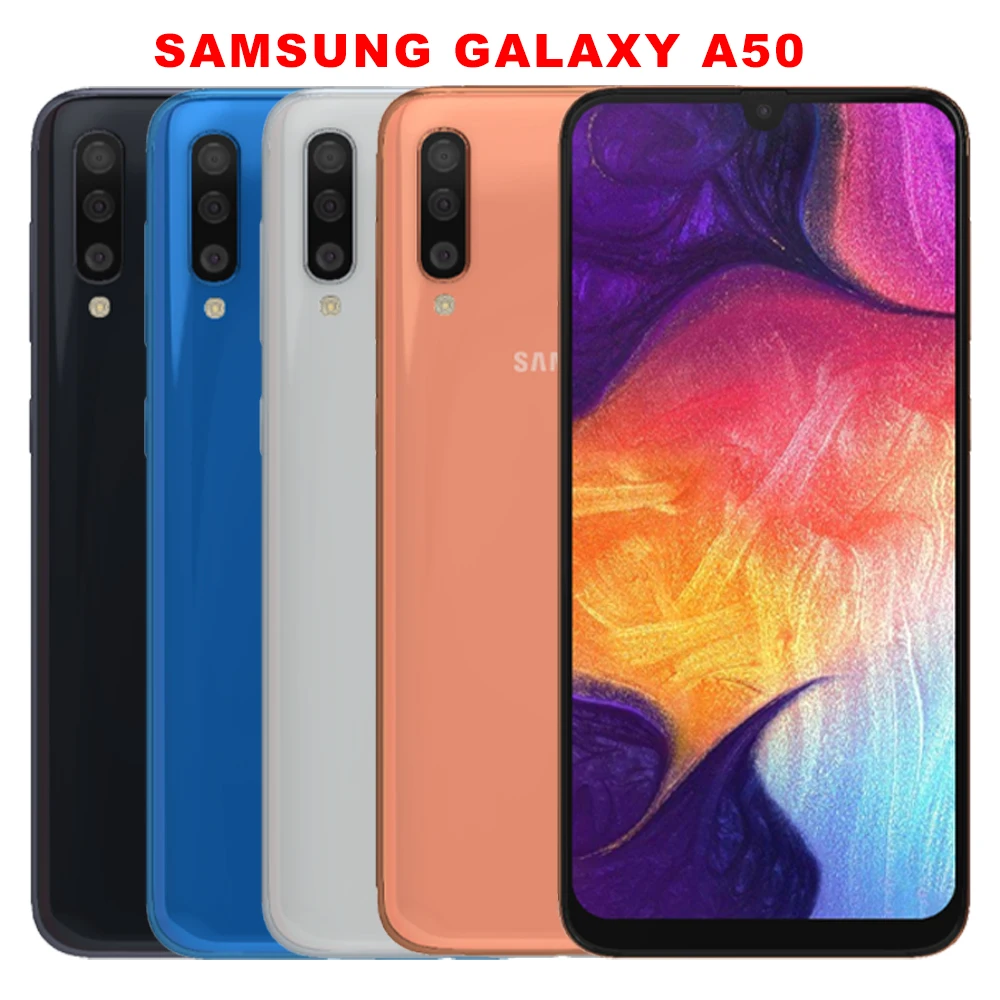 Оригинальный мобильный телефон Samsung Galaxy A50 A505F A505U 4G, 4 ГБ ОЗУ, 64 ГБ ПЗУ, 6,4 дюйма, 25 МП + 8 МП + 5 МП, восьмиядерный смартфон на базе Android Оригинальный мобильный телефон Samsung Galaxy A50 A505F A505U 4G, 4 ГБ ОЗУ, 64 ГБ ПЗУ, 6,4 дюйма, 25 МП + 8 МП + 5 МП, восьмиядерный смартфон на базе Android
