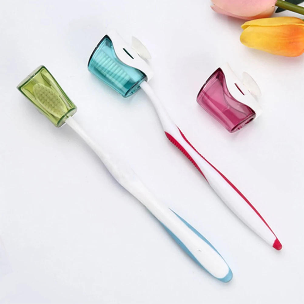 

3 Pcs Suction Cup Toothbrush Dust Cover Case Guard Portable Travel Accessories Electric Dustproof Holder Shield