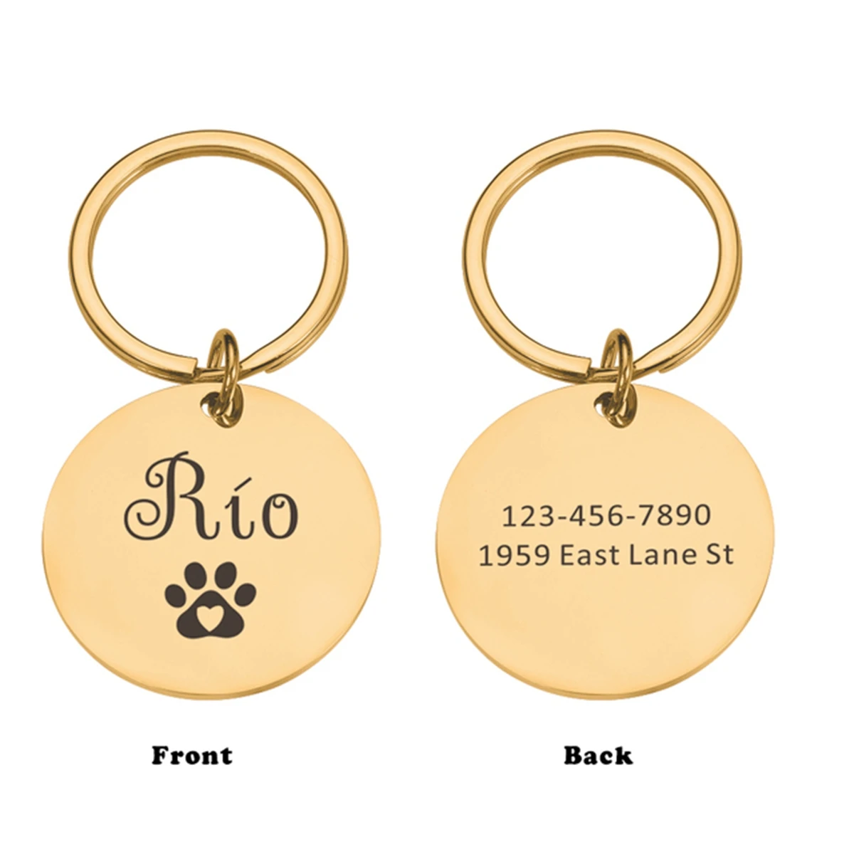 1 قطعة اسم شخصي دائم الكلب باو يطبع النقش بالليزر لوحة اسم الحيوانات الأليفة معرف الحيوانات الأليفة اسم طوق العلامة للحيوانات الأليفة