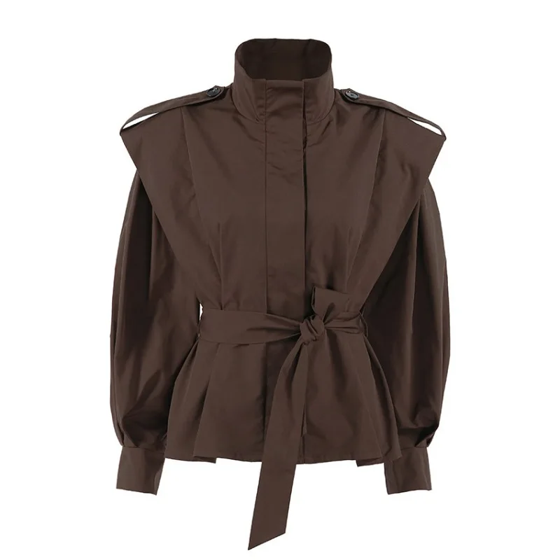 Strong Sense Atmosphere Versatile Commuting Women Waist-cinching Lace-up Lapel Long-sleeved New Autumn Winter Style Trench Coat