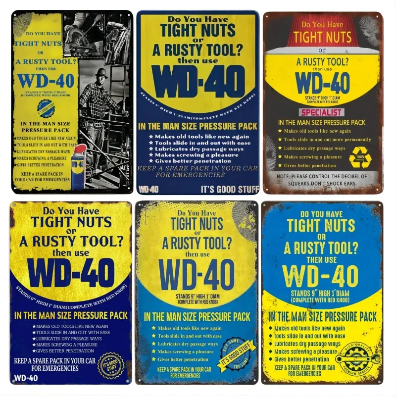 Metal Tin Poster Then Use WD 40 Retro Metal Tin Sign Plaque Poster for Bar Club Wall Decor Retro Home Vintage Wall Plate Pendant