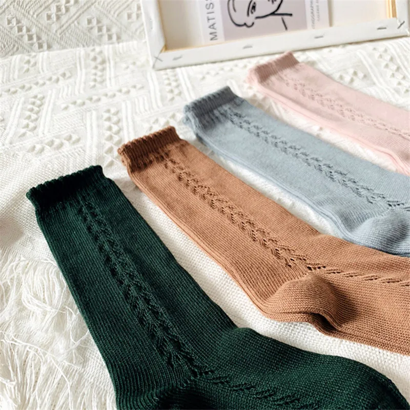 جوارب عالية للركبة للفتيان والفتيات ، شبكة قطنية ، تنفس ، ناعم ، لطيف ، طويل ، حديث الولادة ، طفل ، 1-8 سنوات #5