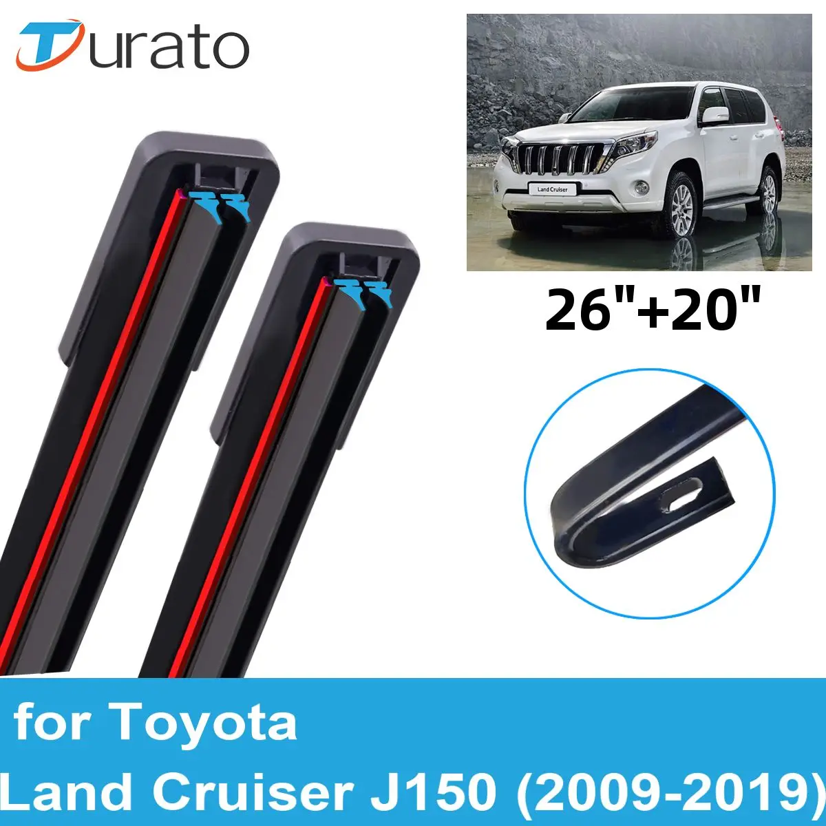 2PCS Car Wiper Blades for 2009-2019 Toyota Land Cruiser J150 Front Windscreen Windshield Double Rubber Car Accessories 2018 2019