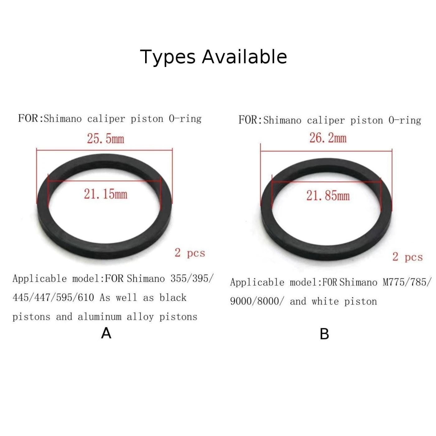 2pcs Disc Brake Clamp Piston Seal MTB Road Bike Bicycle Hydraulic Brake Caliper Piston Sealing Ring For-Shimano Black Sealing