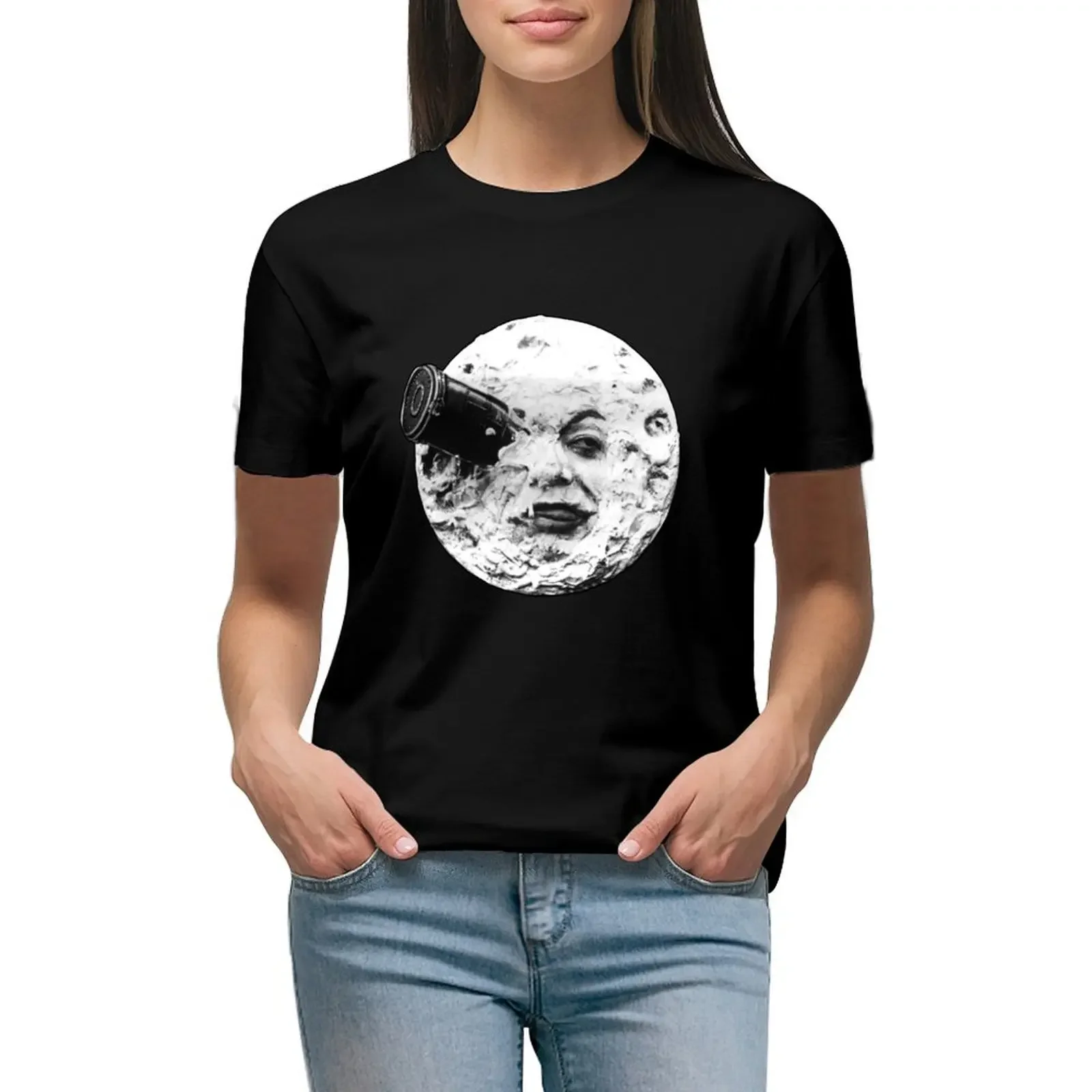 A Trip to the Moon (Le Voyage Dans La Lune) - face only T-Shirt funnys aesthetic clothes t-shirt dress for Women plus size