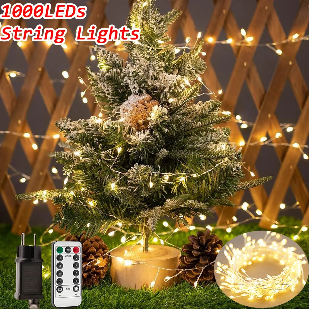 

36M 1000LEDs Fairy String Lights Silver Wire Outdoor Wedding Christmas Garden Patio Festival Party Garland Decor