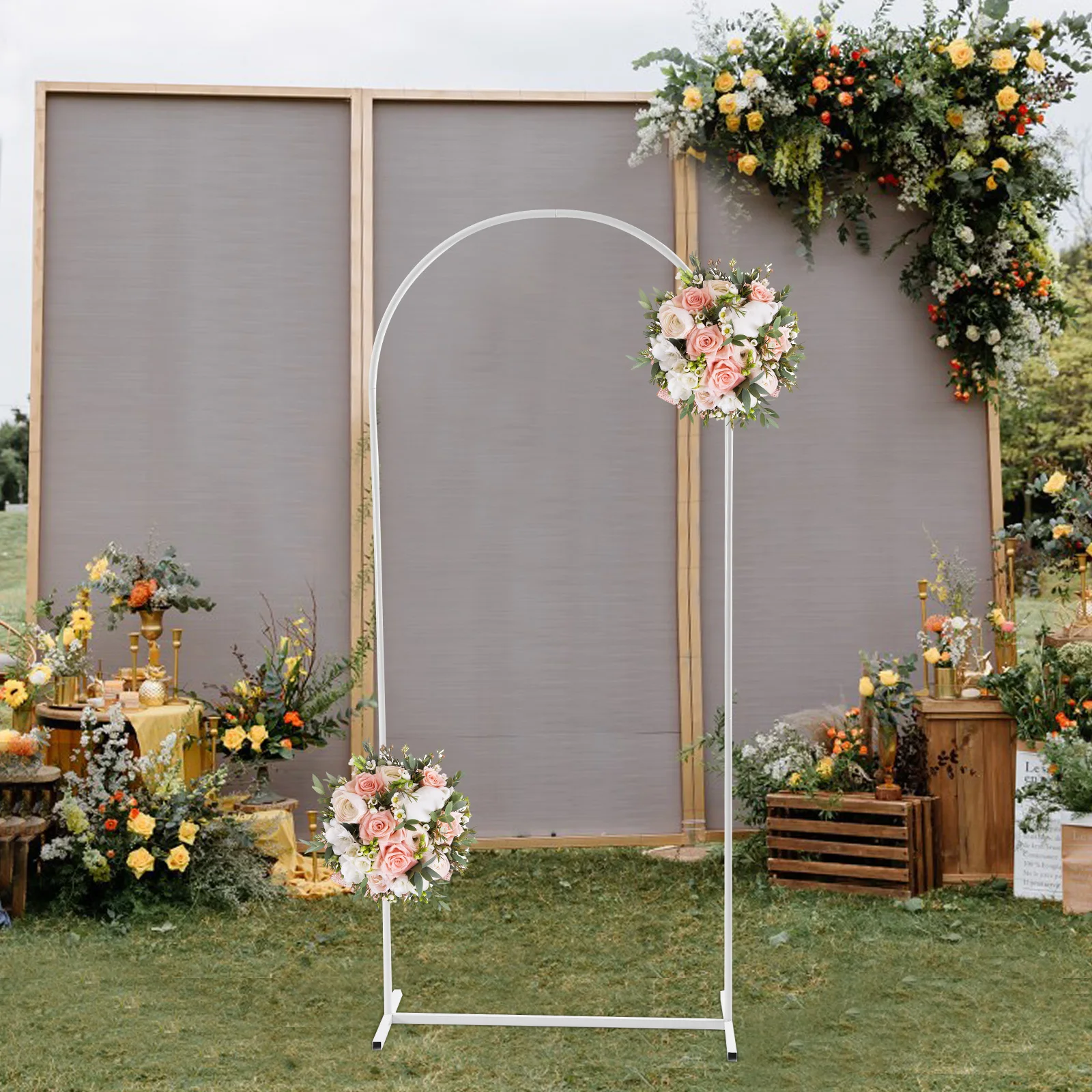 Metal Garden Flower Plant Balloon Arch Backdrop Stand Birthday Balloon Arch Rack Background Metal Arch for Decoration