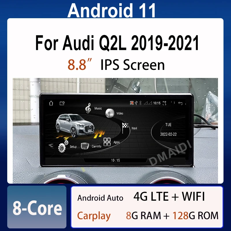 

Android 11 GPS Navigation Wireless Apple CarPlay Android Auto For Audi Q2 2018-2021 Car Multimedia Video Player Stereo Screen