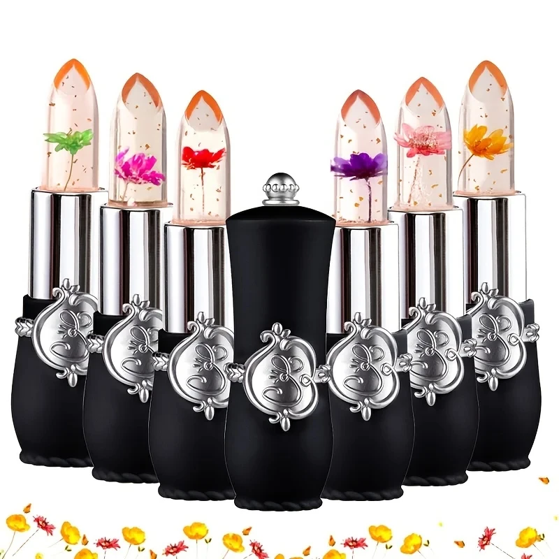 Flower Jelly Lipstick Temperature Change Moisturizer Flowers Lip Stick Long Lasting Lip Balm Magic Color Changing Lip Gloss Sets
