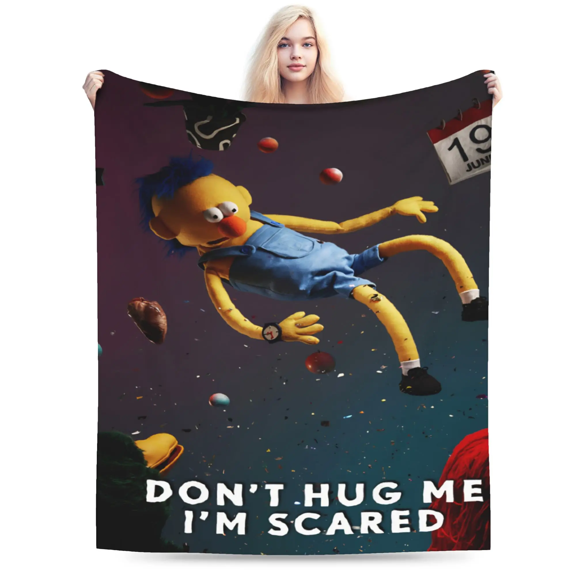 Don't Hug Me I'm Scared Blanket Soft Flannel Cozy Gift  Throw Blankets Bedding Throws