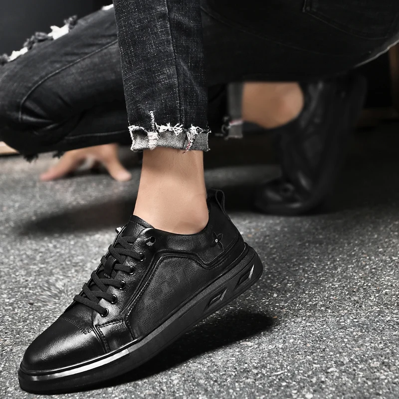 Spring New Men Shoes Casual Shoes Men Genuine Leather Shoes Casual Sneakers Heightening shoes