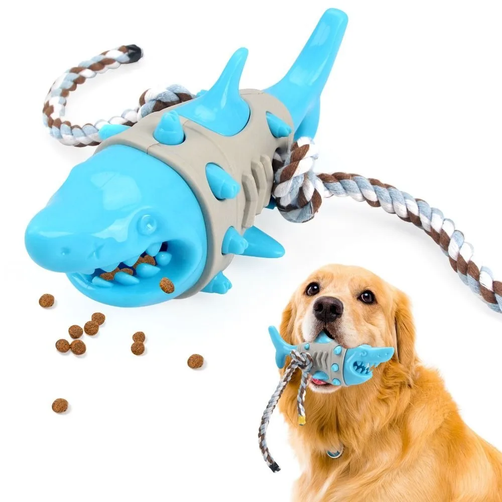 

Simulated Shark Pet Chew Toy Bite-resistant Wear-resistant Pet Leaking Food Toy with Rope Pet Training Toy for Puppy Cat