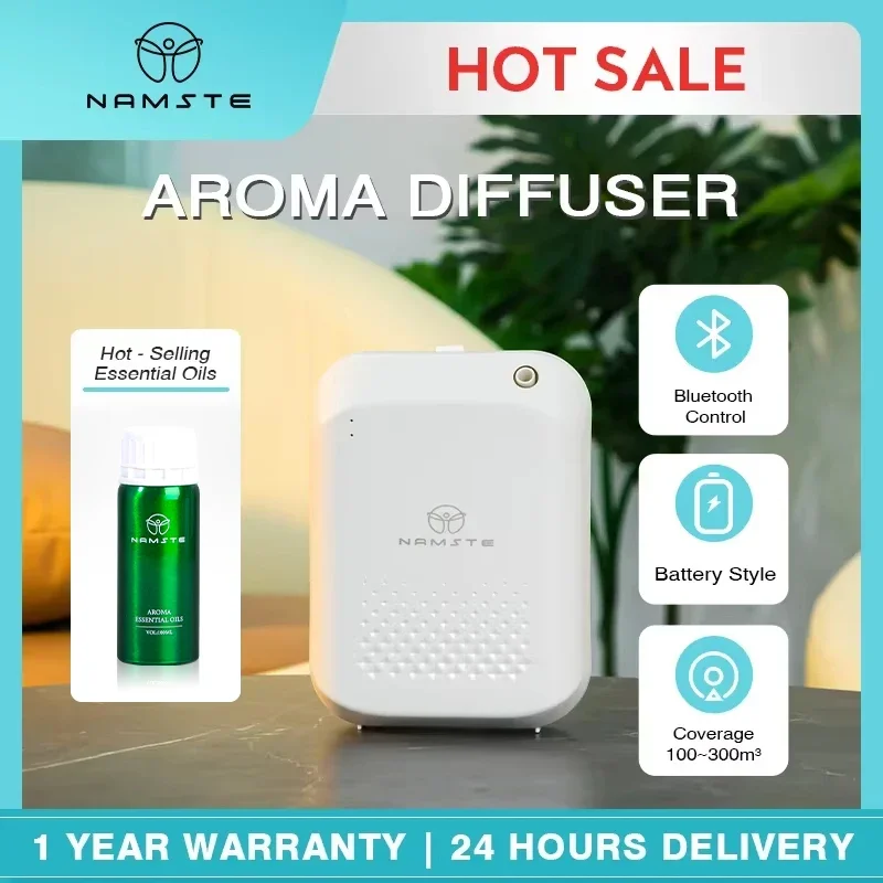 300m³ NAMSTE Battery Aroma Diffuser Room Aromatherapy Air Freshener Home Air Flavoring for Bathroom Elevator Bluetooth Control