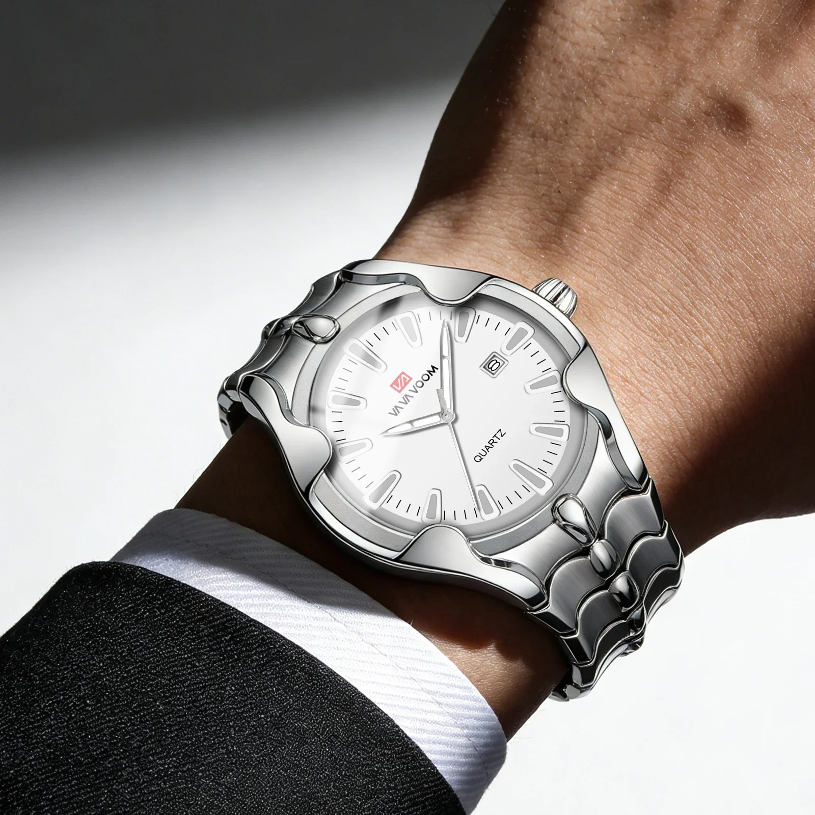 Business Style Y2k Unique Design Quartz Watches Men Luxury Movement Original Steel Enlarged Creative Fashion Clock Montre Homme