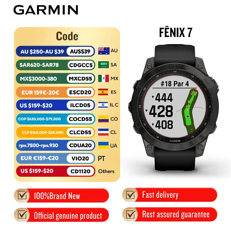 Garmin Fenix 7 Solar DLC Blood Oxygen Heart Rate Dual Frequency GPS Running Walking Snow Skiing Intelligent smartwatch