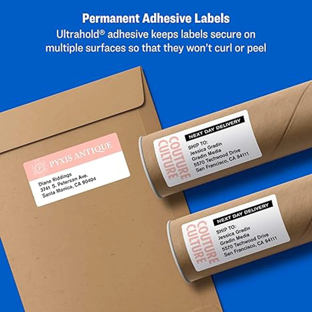 Avery Shipping Address Labels,Laser Printers,250 Labels,2x4 Labels,Permanent Adhesive,TrueBlock,5 Packs (5263)