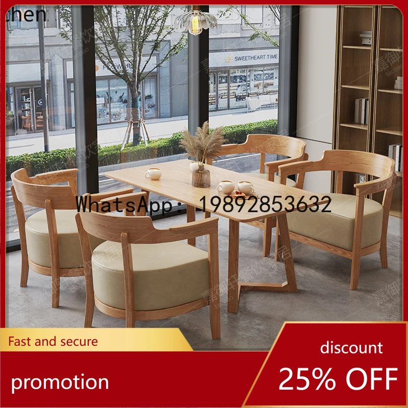 

YFY Natural Wood Style Solid Wood Table Book Clear Bar Homestay Restaurant Milk Tea Shop Sofa Booth Reception Commercial Use