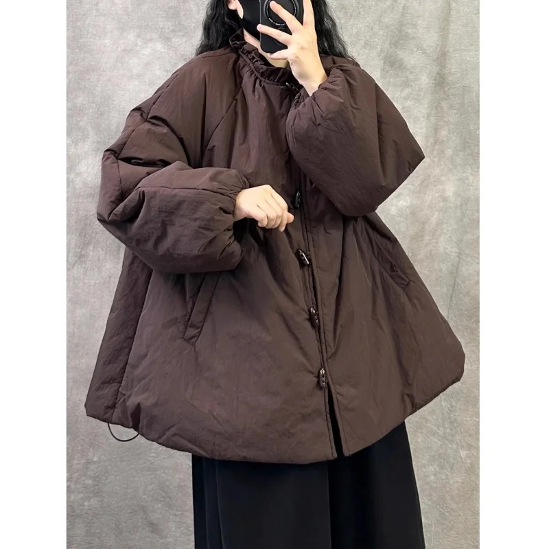

Chinese Style Cotton Clothing For Women 2025 New Autumn And Winter Thickened, Warm And Loose Oversized Jacket Coat w1568