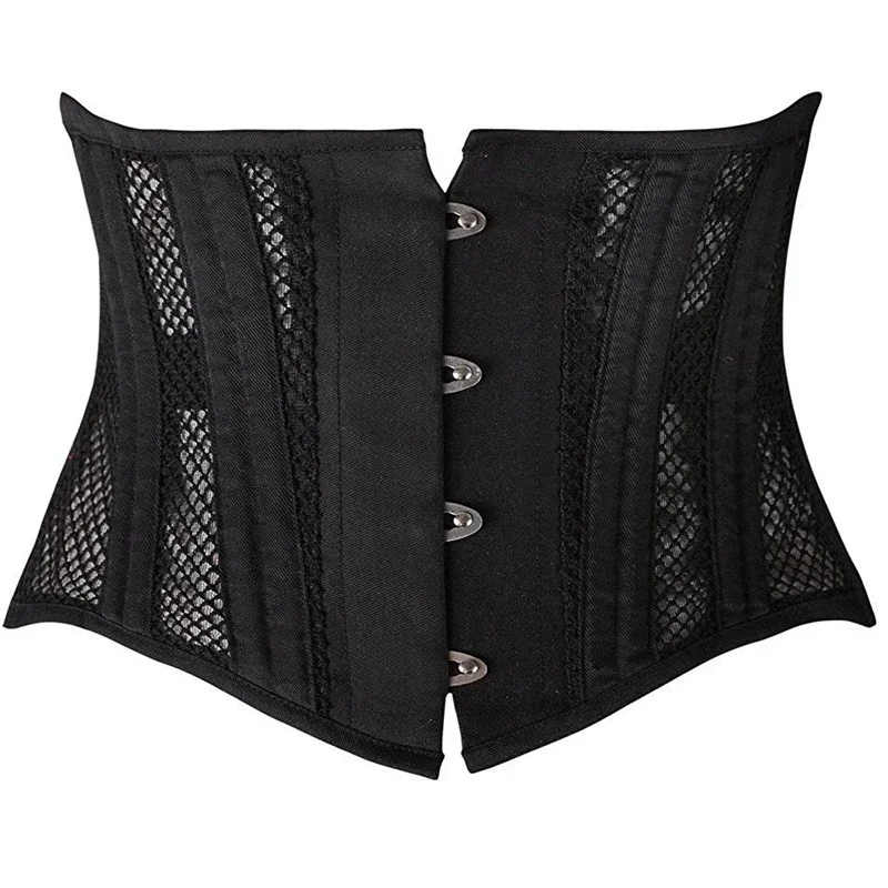 

Underbust Corset 24 Spiral Steel Boned Body Shaper Woman Sexy Waist Control Breathable Mesh Waist Cincher Corselet Top