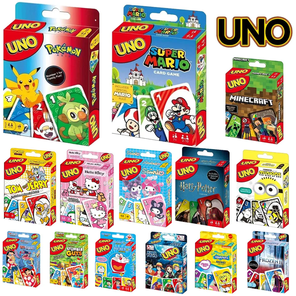 26 Style UNO HelloKitty HarryPotter Pokemon Minecraft UnoCard Game Multiplayer Family Friends Party Boardgame Christmas Gifts