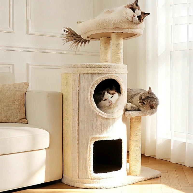 4 Season MultiLevel Cats Tree Space Saving Cat Nest for Small Apartment Integrated Cat Climbing Frame Indoor Pet Scratching Post