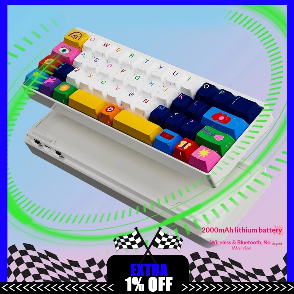 MMD KM40 V2 Mechanical Keyboard Tri mode Wireless O-Ring Structure Gamer Keyboards Three Mode RGB 2000mAh Battery Life PC Gifts
