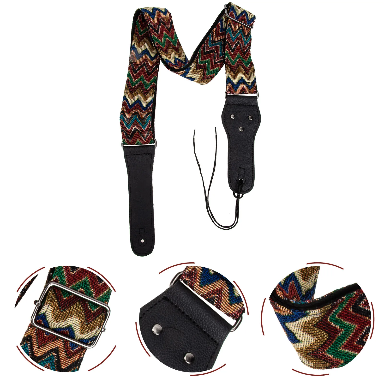 

Creative Knitting Pattern Guitar Strap Adjustable Shoulder Belt For Folk Electric Bass Anti-Wear Stretch Replacement Gift