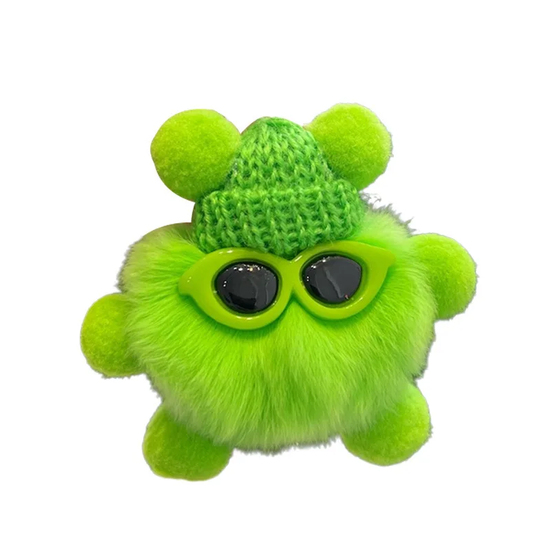 1PCS Faux Fur Soot Sprite Keychain Plush Totoro Bag Charm Cute Cartoon Key Ring for Backpack Purse Gift  keychain