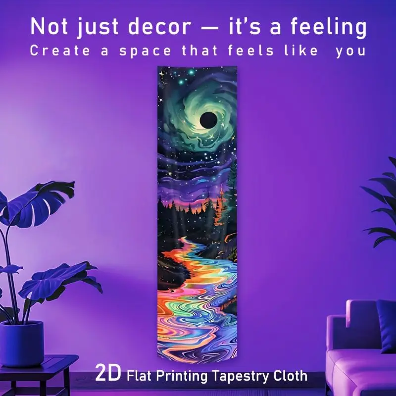 Psychedelic Milky Way Forest River Hanging Cloth Tapestry Living Room Apartment Background Wall Decoration Room Decoration