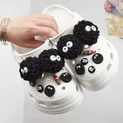 2024 New DIY Black Plush Ball Shoes Charms for Ball Cute Holes Charms Designer Lovely Shoes Accessories All-match Hot Sale