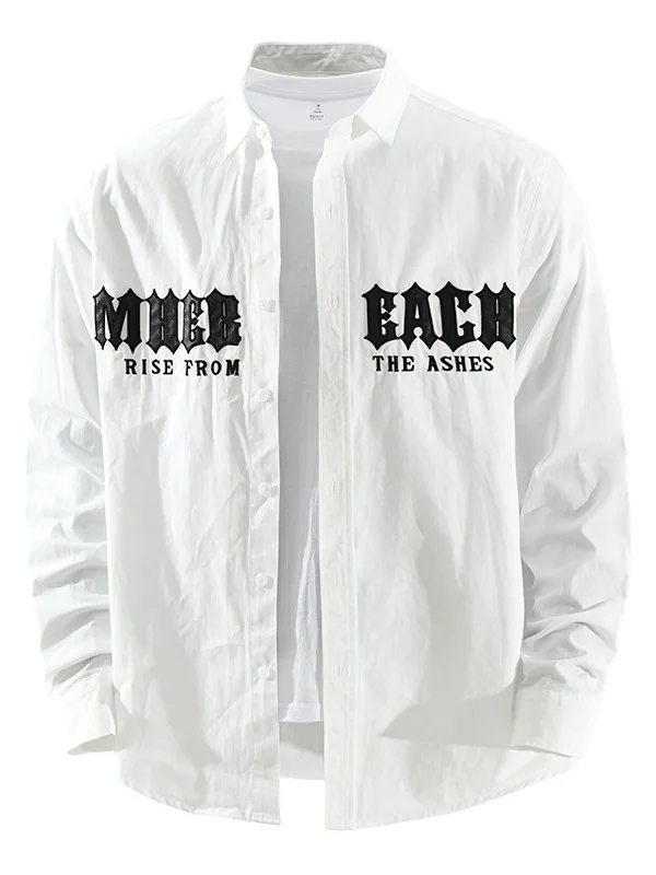 

Trendy Long Sve Cotton irt Men's Faion Casual Loose Printed Pure Cotton Collarl Men's Casual irt Artistic Sle